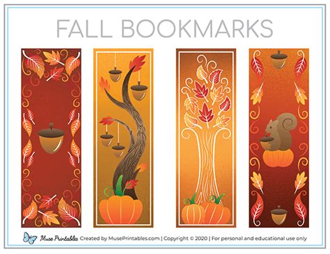 Printable Fall Bookmarks